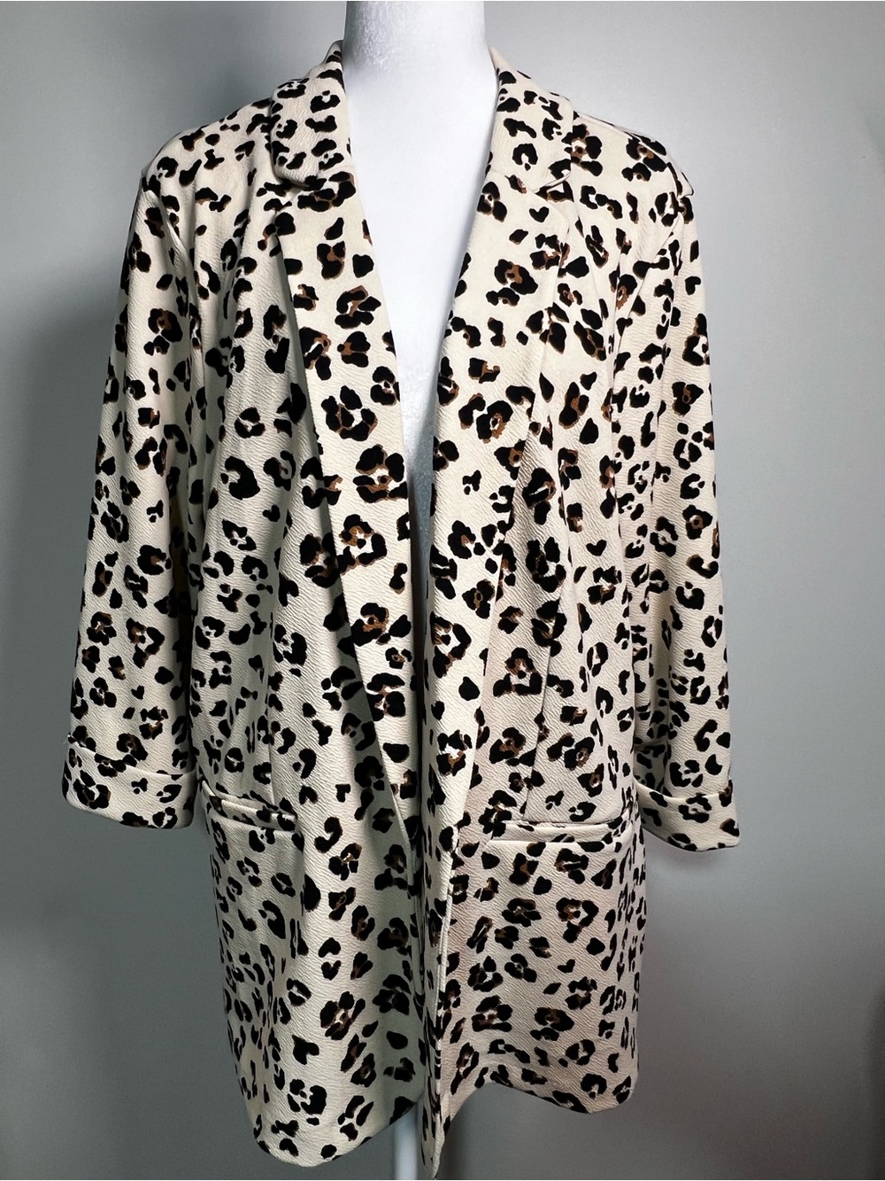 Maurices Cream Leopard Print Longline Blazer